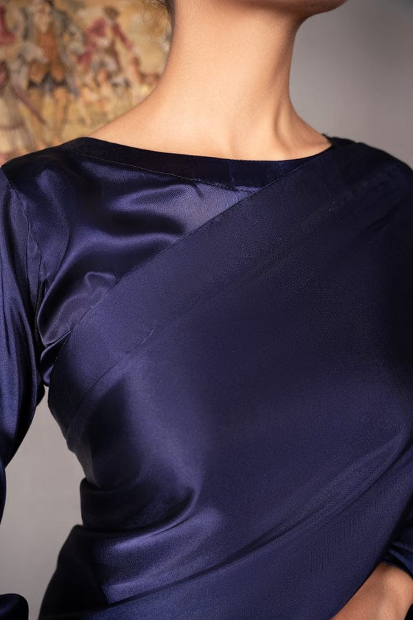 Classic Plain Silk Saree Stitched