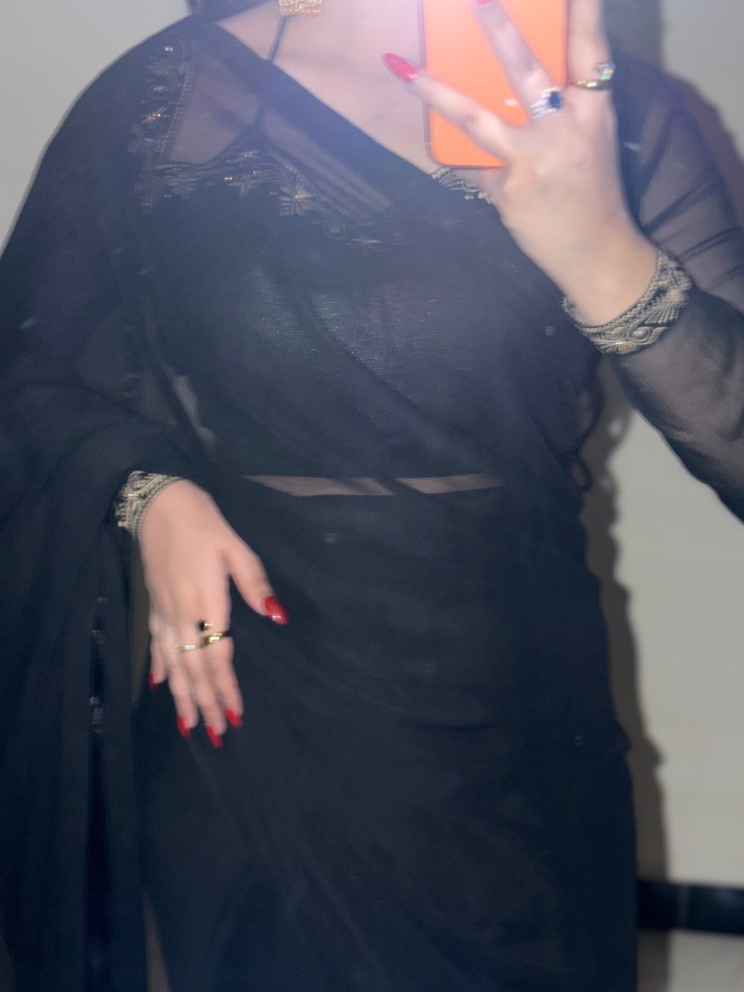 Luxury Embroidered Chiffon Saree – Party Wear