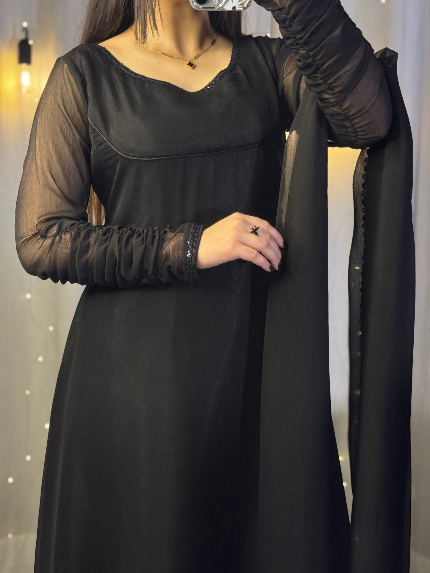 Heavy Flare Black Maxi Dress