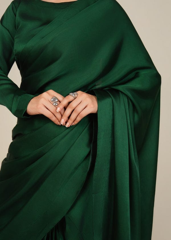 Classical Plain Silk Saree Stitched