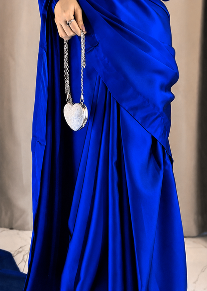 Nayab Stitched Plain Silk Saree