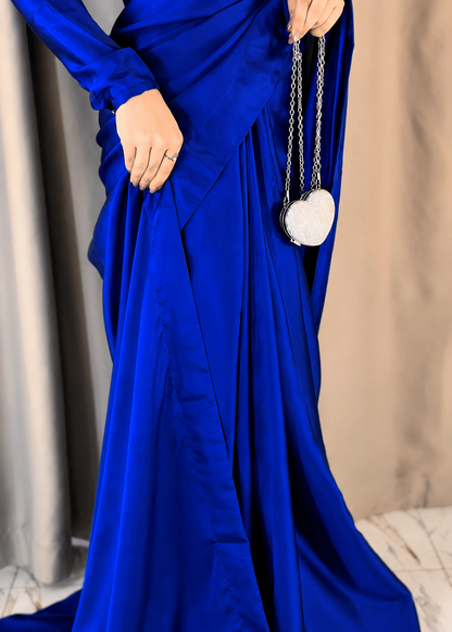 Nayab Stitched Plain Silk Saree