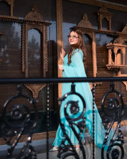 Soft Elegant Chiffon Saree | Ocean Mist Sea Green