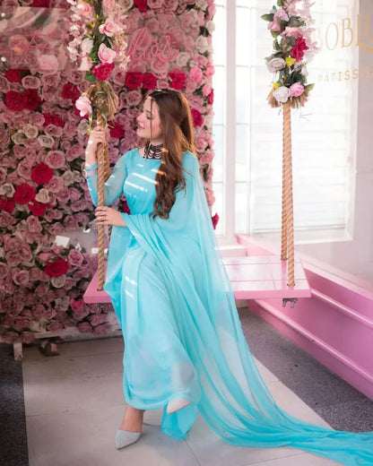 Soft Elegant Chiffon Saree | Ocean Mist Sea Green