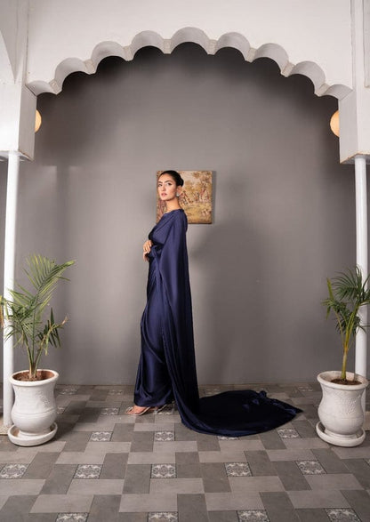 Classic Plain Silk Saree Stitched