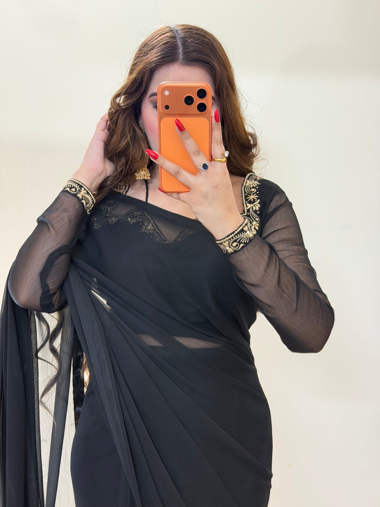 Luxury Embroidered Chiffon Saree – Party Wear