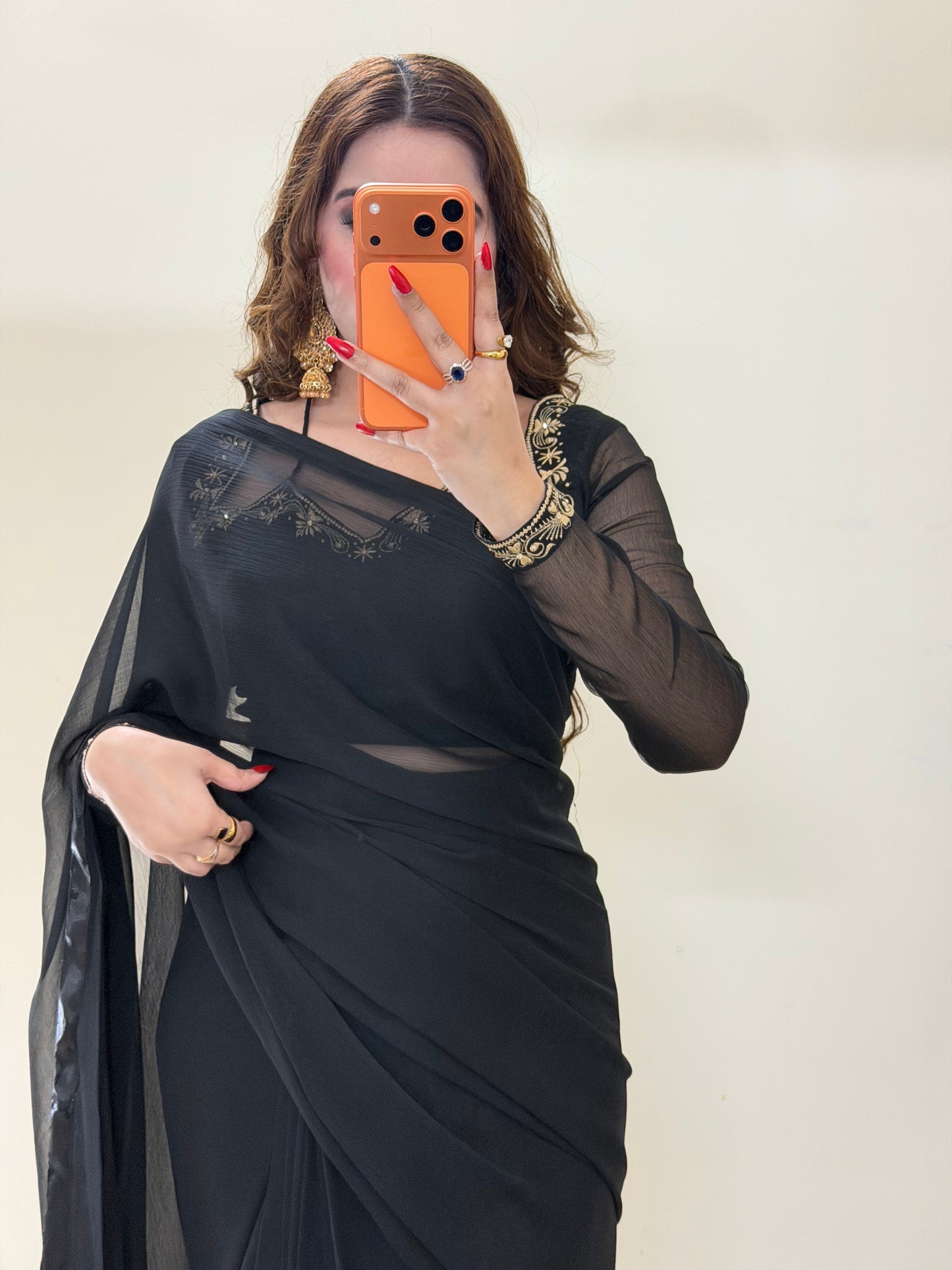 Luxury Embroidered Chiffon Saree – Party Wear