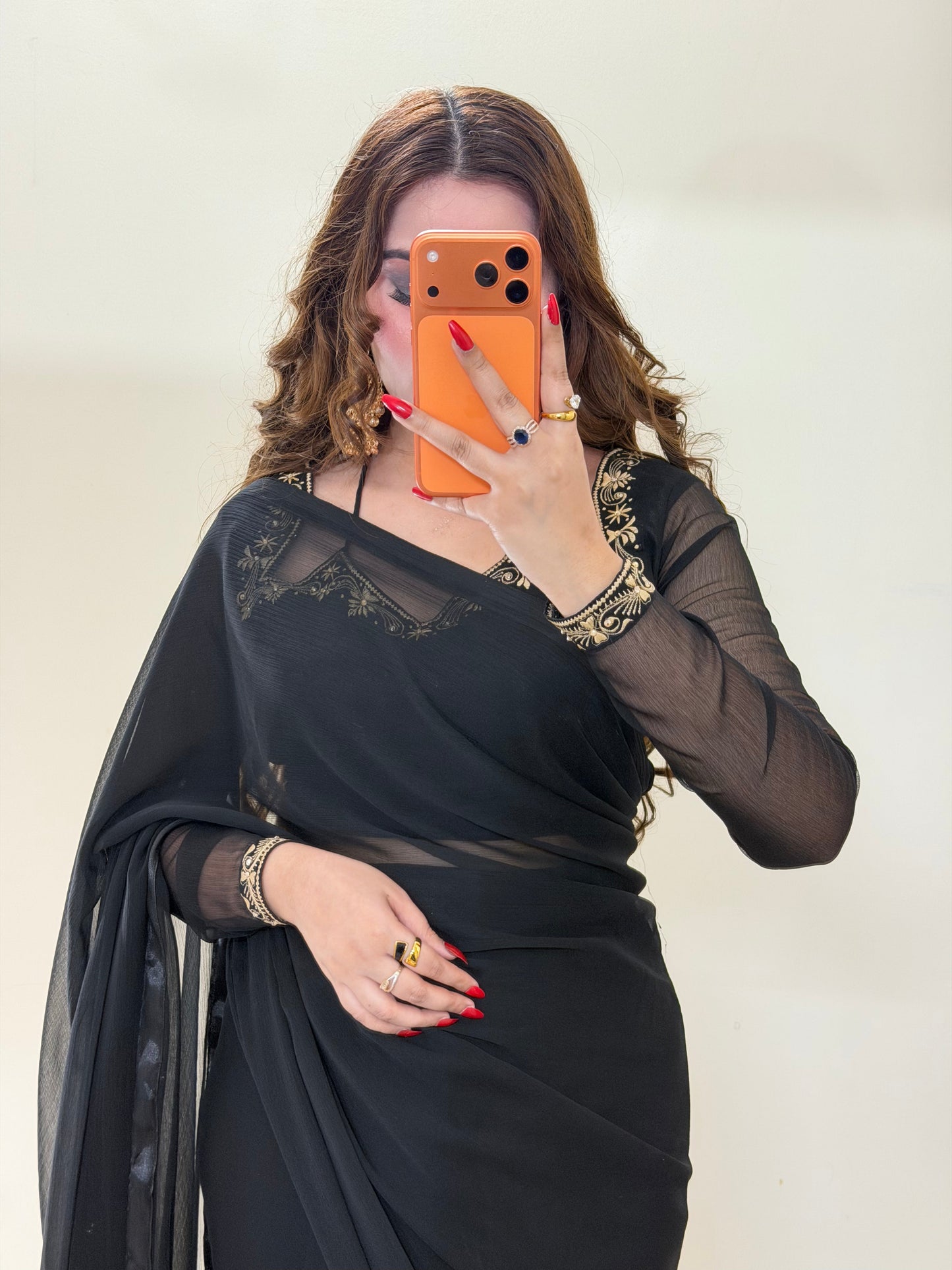 Luxury Embroidered Chiffon Saree – Party Wear