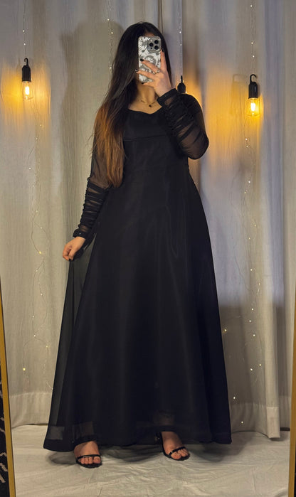 Heavy Flare Black Maxi Dress