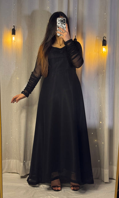 Heavy Flare Black Maxi Dress