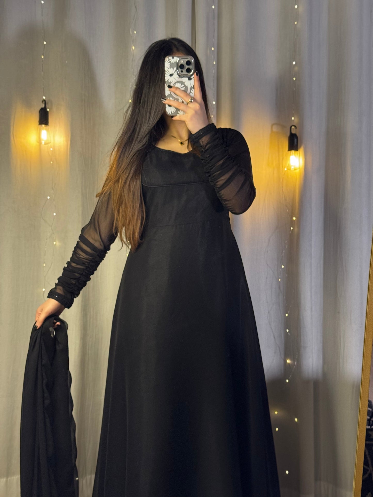 Heavy Flare Black Maxi Dress
