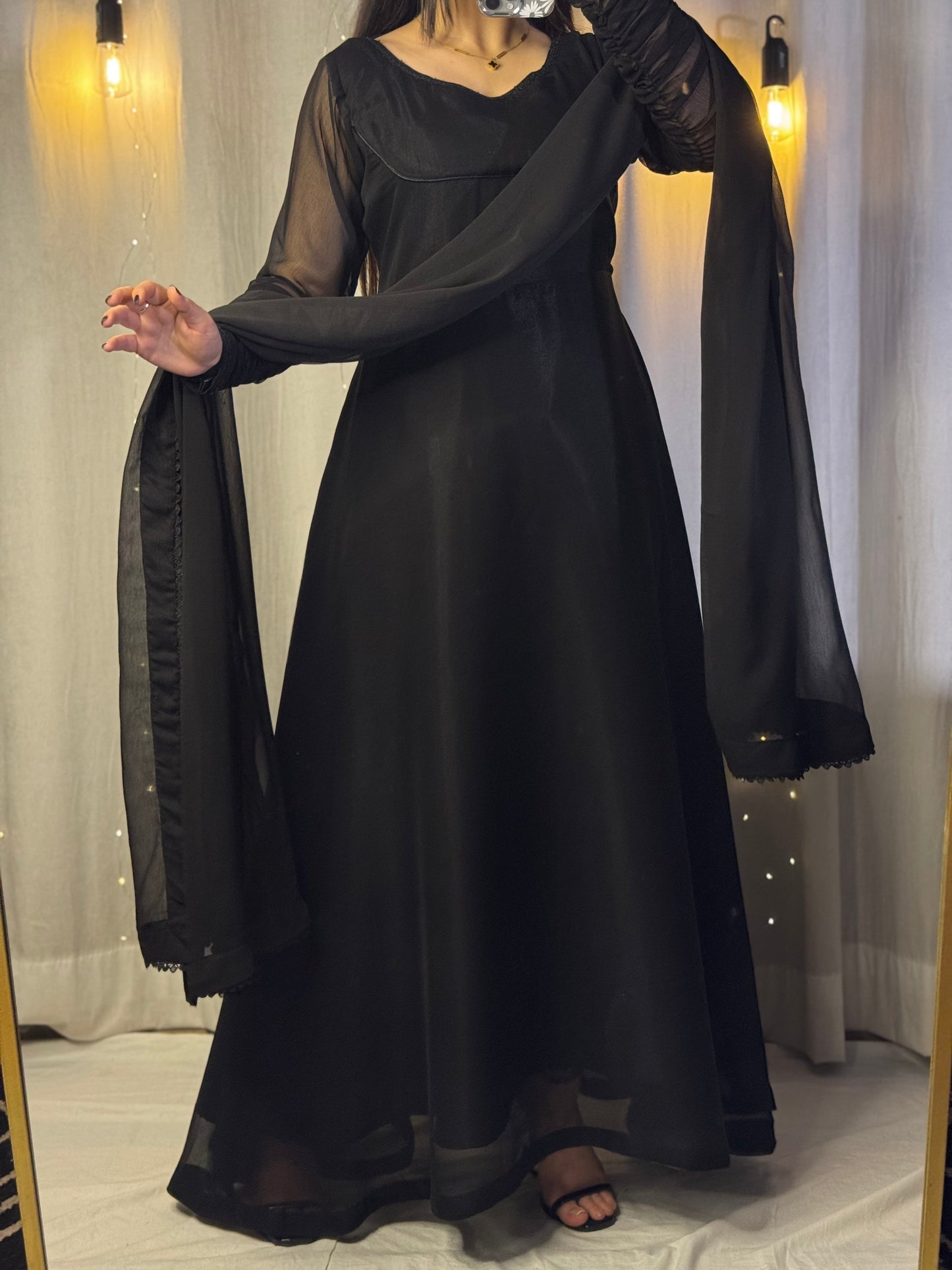 Heavy Flare Black Maxi Dress