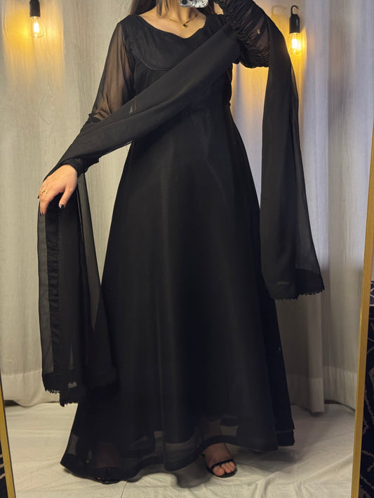 Heavy Flare Black Maxi Dress