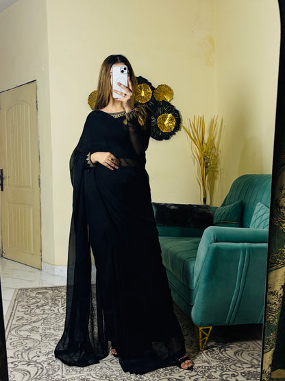 Zara Luxury Black Saree