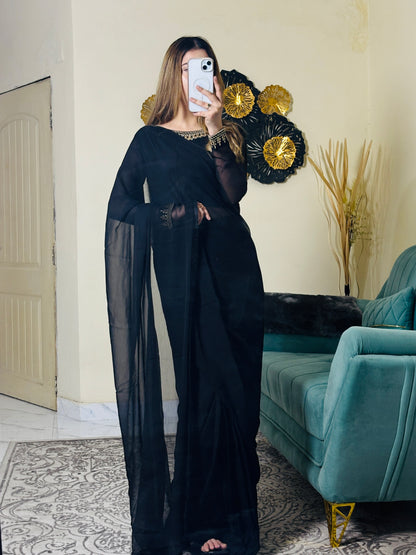 Zara Luxury Black Saree