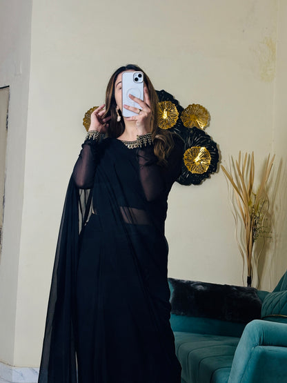 Zara Luxury Black Saree