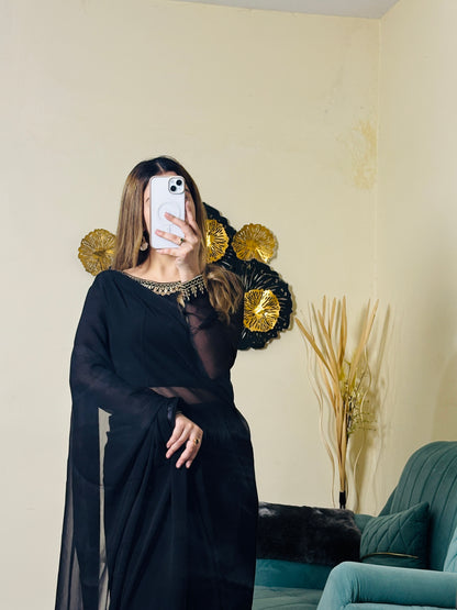 Zara Luxury Black Saree