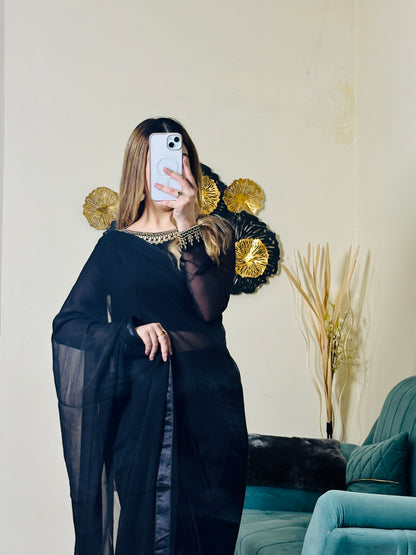 Zara Luxury Black Saree