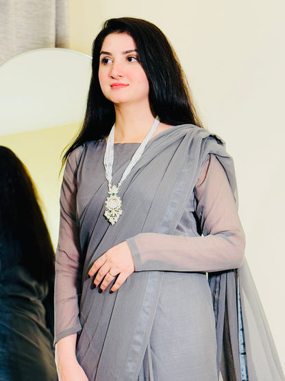 Elegant Grey Chiffon Saree