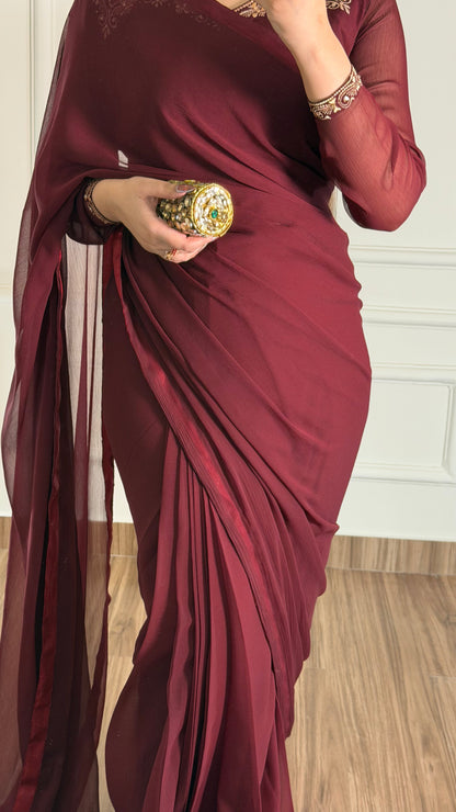 Luxury Embroidered Chiffon Saree – Party Wear