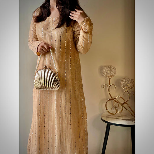 Goldish Moonlight 2pc Stitched Dress