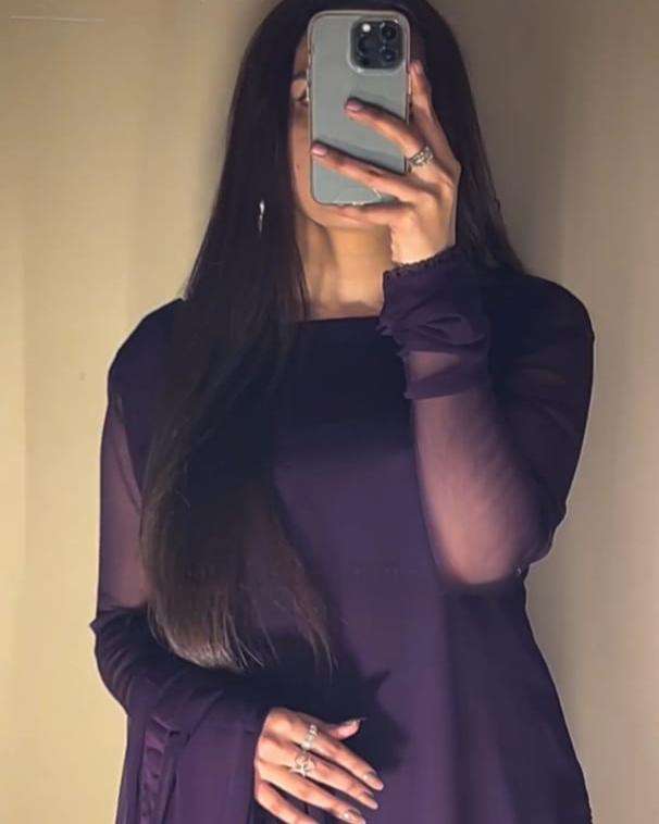Elegant Purple Chiffon Long Dress with Dupatta