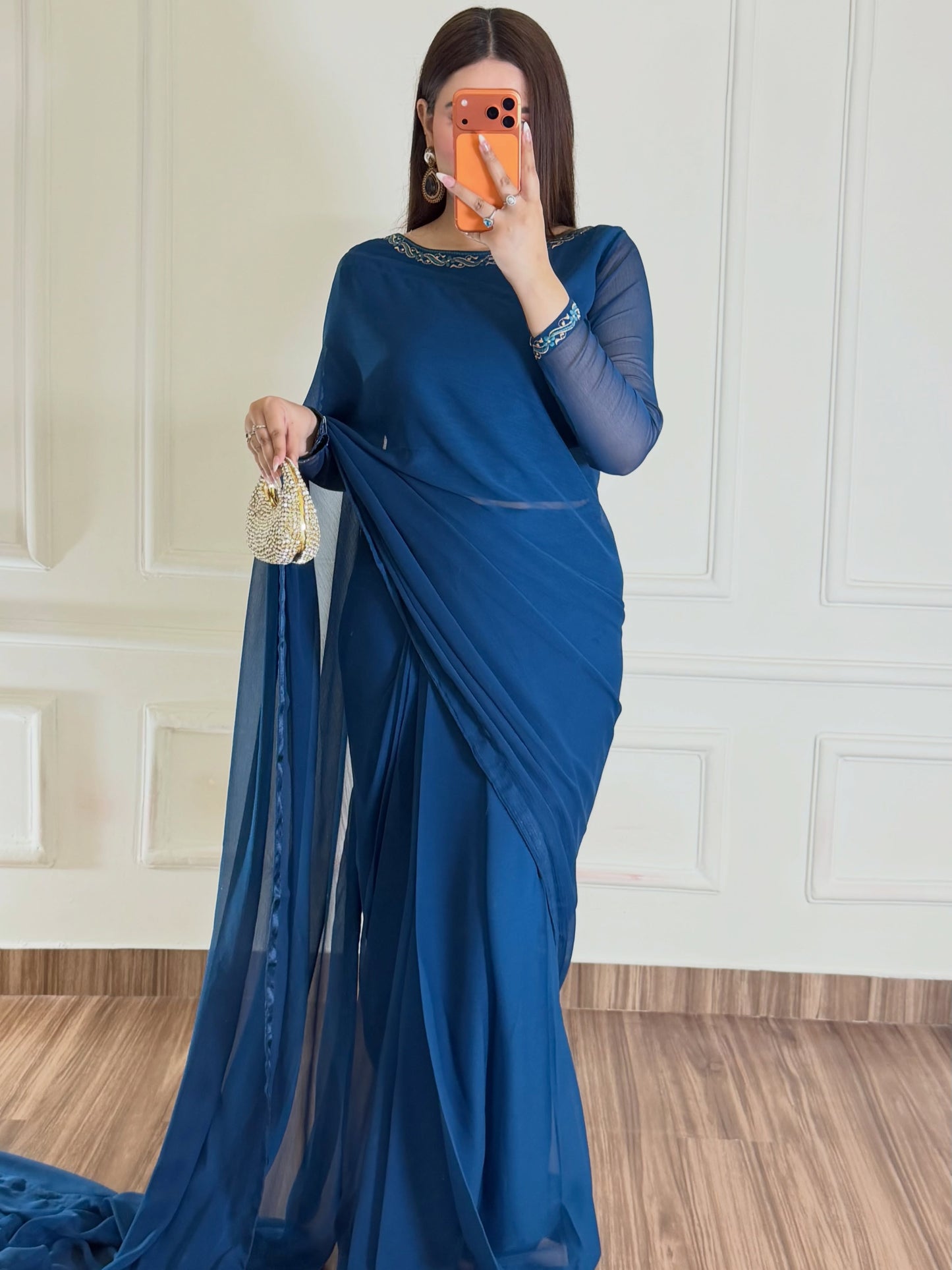 Hania Stitched Chiffon Saree
