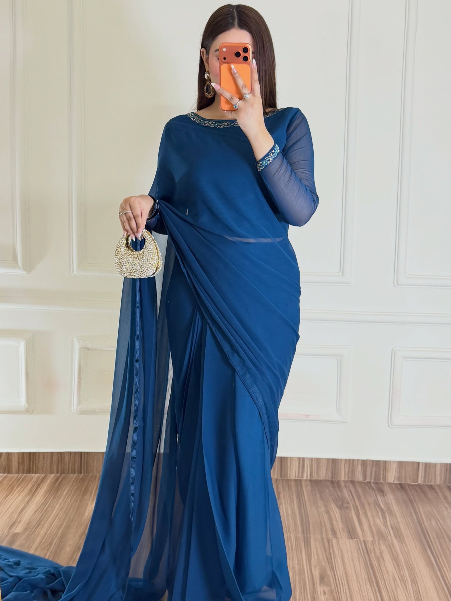 Hania Stitched Chiffon Saree