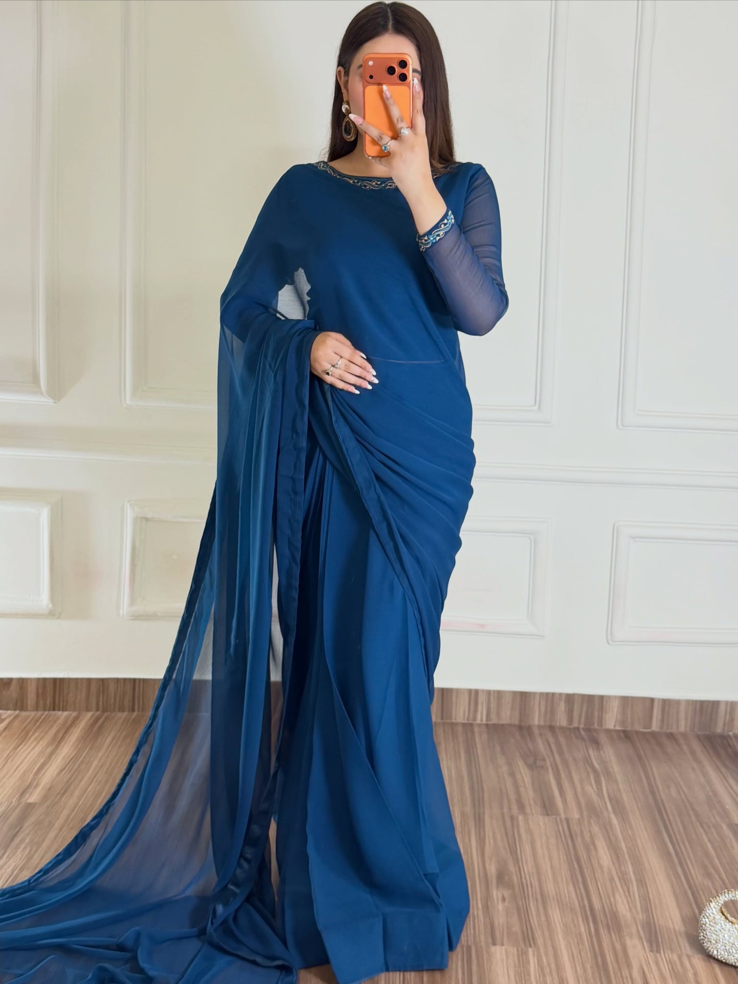 Hania Stitched Chiffon Saree