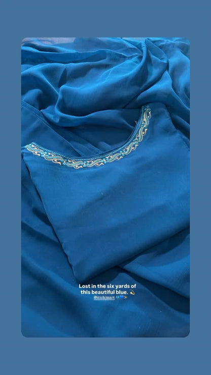 Hania Stitched Chiffon Saree