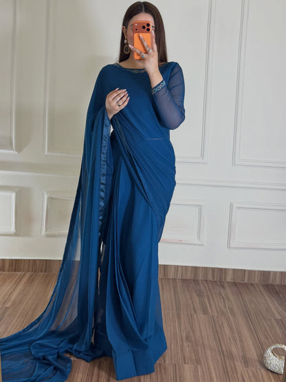 Hania Stitched Chiffon Saree