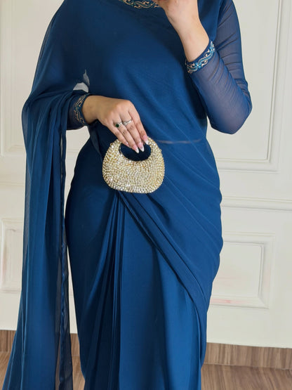 Hania Stitched Chiffon Saree