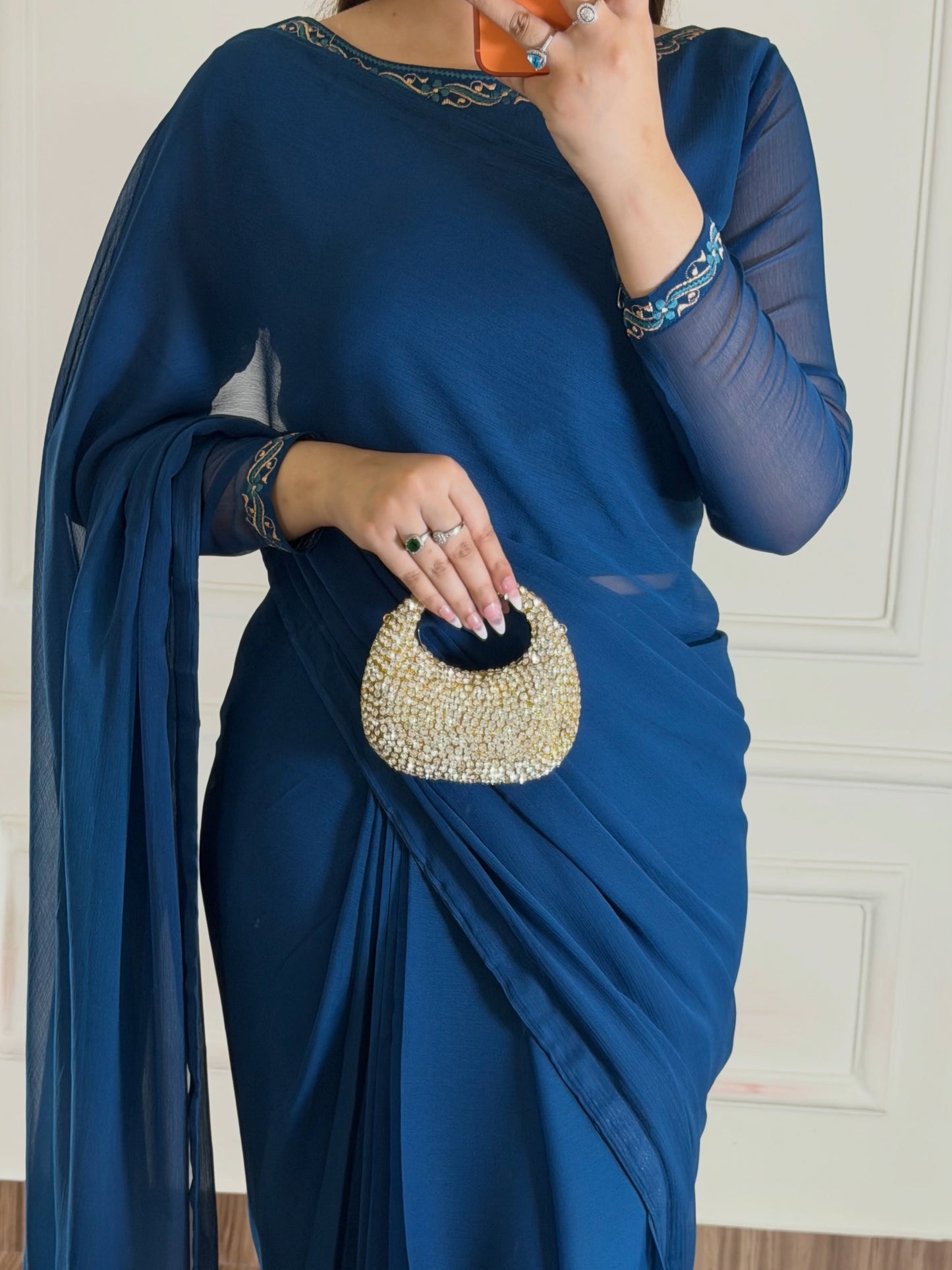 Hania Stitched Chiffon Saree