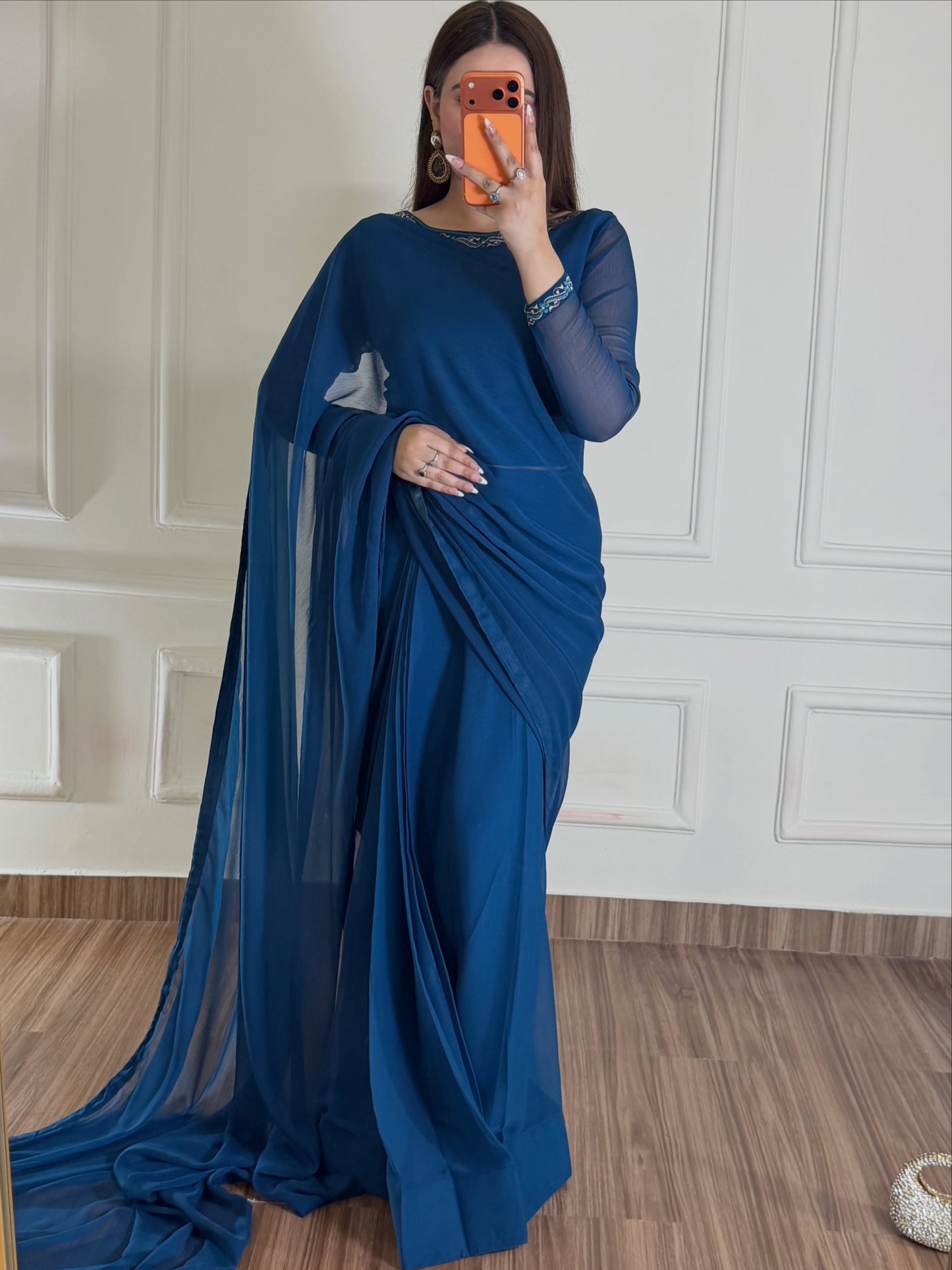Hania Stitched Chiffon Saree