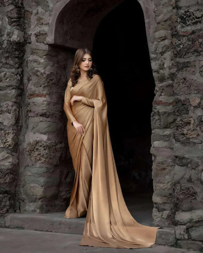 Classical Plain Silk Saree Stitched