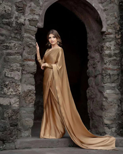 Classical Plain Silk Saree Stitched