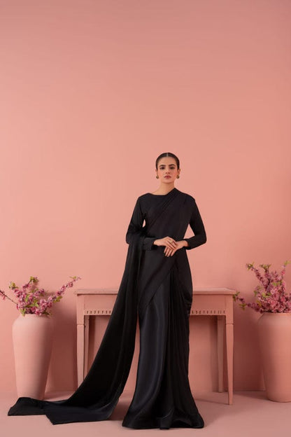 Classical Plain Silk Saree Stitched