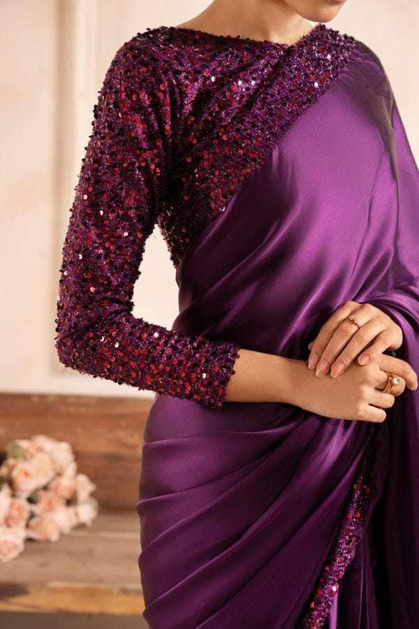Premium Purple Silk Sequin Saree