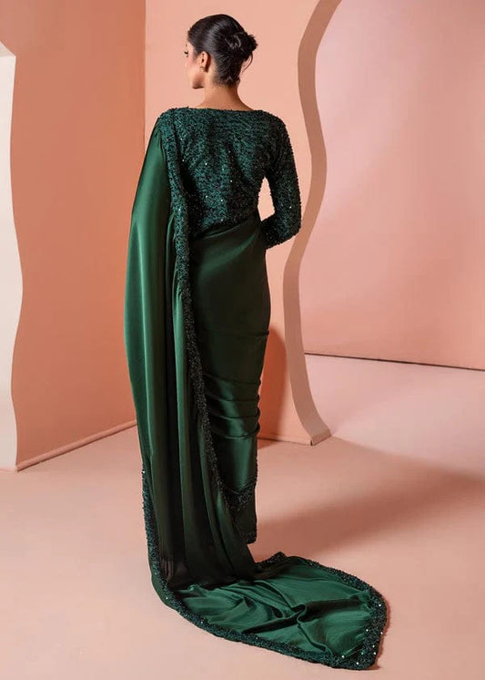Premium Green Sequin Silk Saree