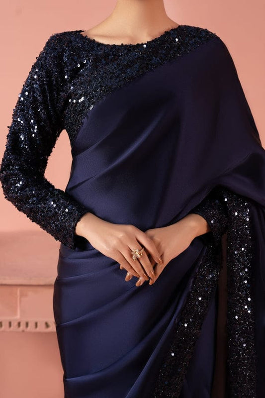 Stitched Sequin Silk Saree