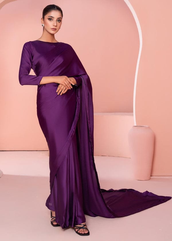 Classical Plain Silk Saree Stitched