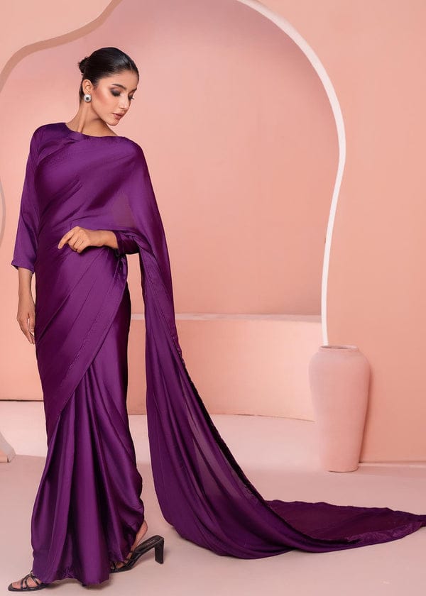 Classical Plain Silk Saree Stitched