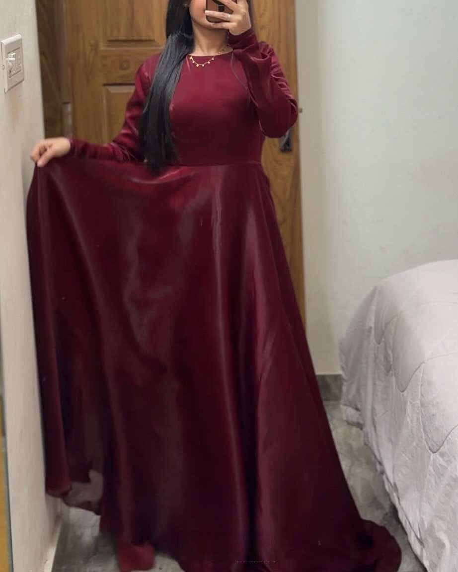 Maroon Flare Maxi Dress