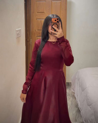 Maroon Flare Maxi Dress