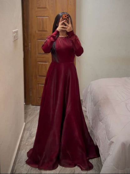 Maroon Flare Maxi Dress
