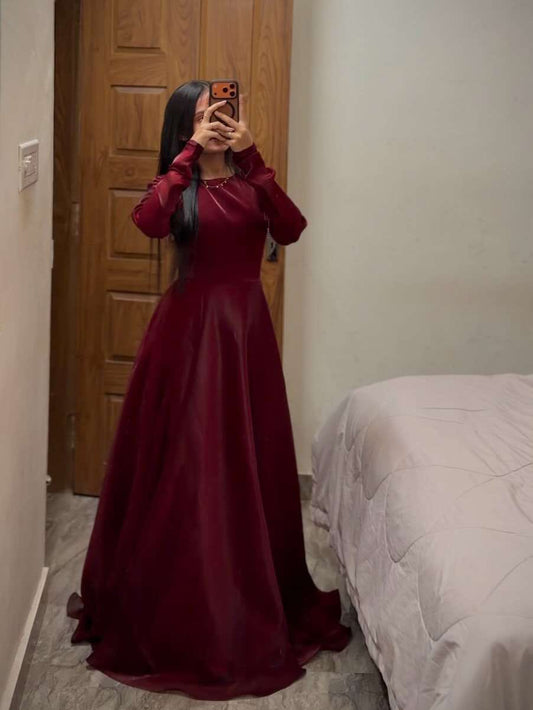 Maroon Flare Maxi Dress