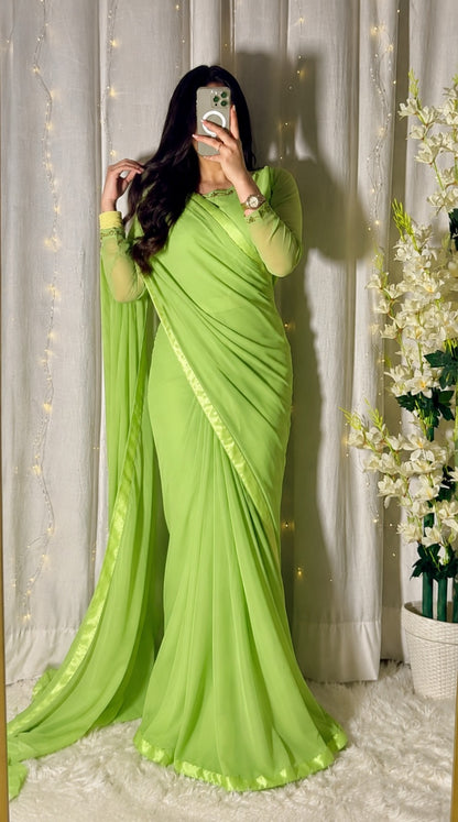 Hania Stitched Chiffon Saree