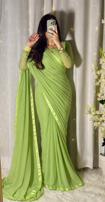 Hania Stitched Chiffon Saree